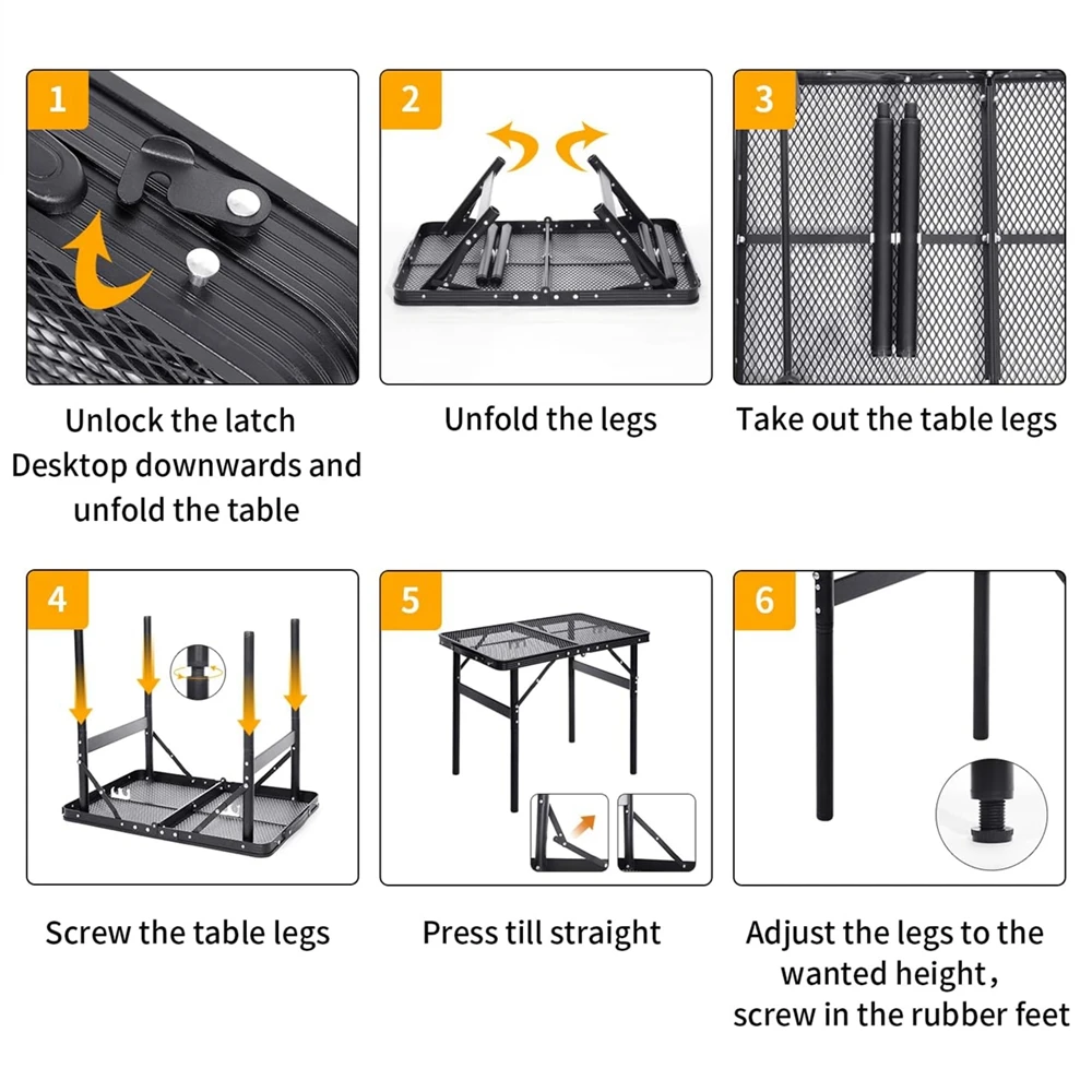 Aluminum Alloy Portable Camping Table Wild Dining Table Folding Dining Table Iron Mesh Portable Outdoor Camping  picnic table