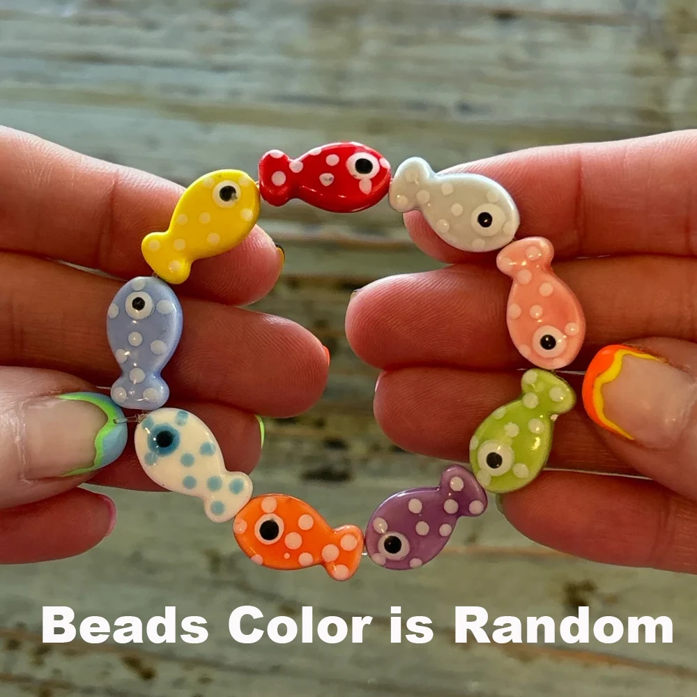 

1 pc Trendy new ceramic small fish color random fashion cute cute girl bracelet for daily wear gift