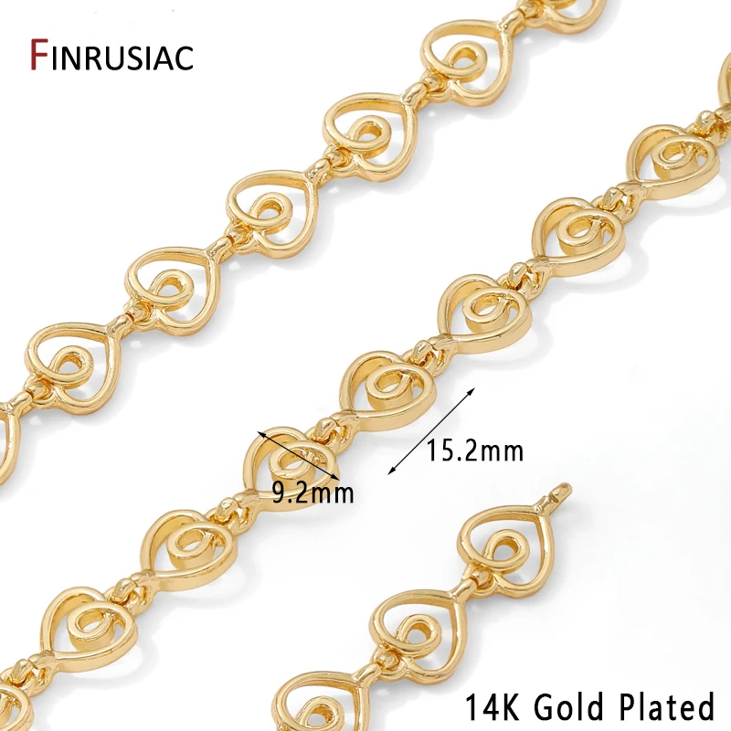 14K vergoldete Messing hohle Herzform Kette für DIY handgemachte Schmuckmaterialien Halskette Armband Schmuckherstellung Zubehör – Detail 16