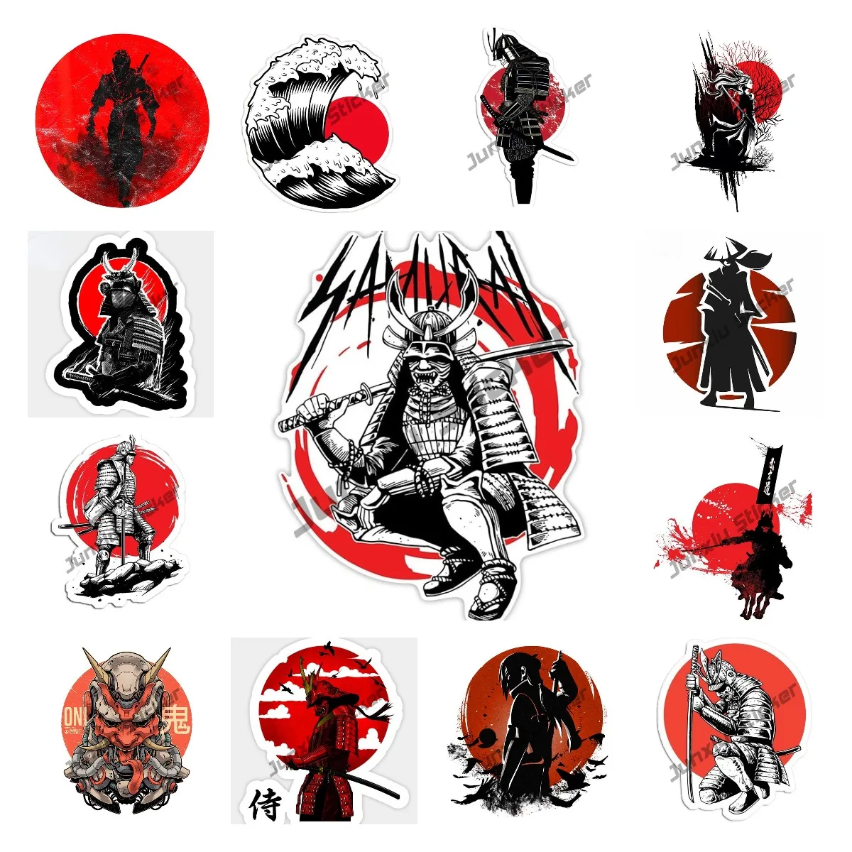 N522# For Japanese Culture Samurai Car Stickers Demon Mask Car Styling Personality Decals Suitable Car Accessories