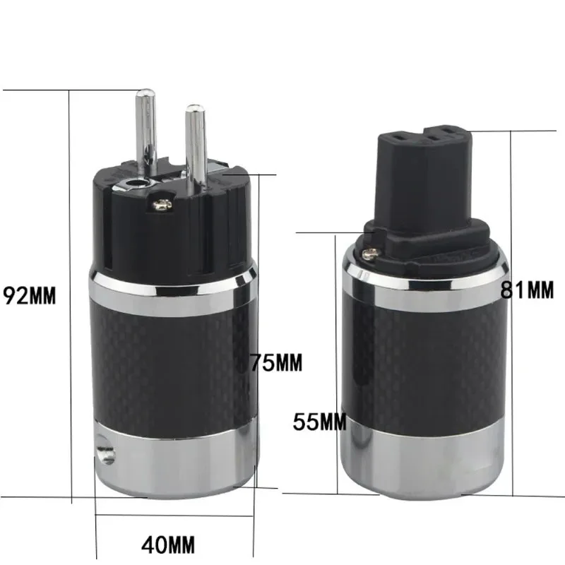 Hi-End-Steckdose FI50 Schwarz Carbonfaser Rhodiniert mit Dichtung EU US Standard AC-Strom IEC-Buchse Hi-Fi US AC-Netzstecker – Detail 8