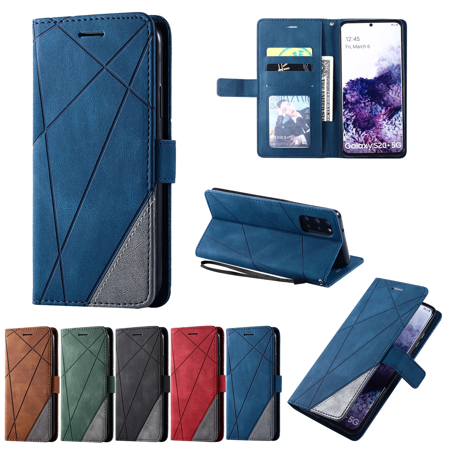 

Luxury Leather Flip Case For Galaxy S22 Ultra S21 Plus S7 EDGE S8 S9 S10 S20 S20 S21FE S10E Soft Holder Card Slots Stand Cover