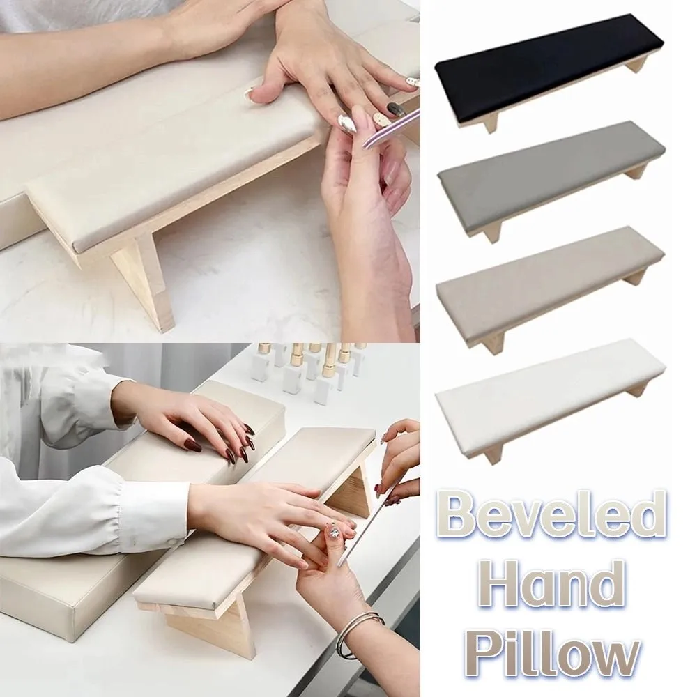 

Tilt Design Beveled Hand Pillow Wooden Base Hand Support Nail Arm Rest Cushion Arm Rest Soft Nail Art Stand Manicure Tool
