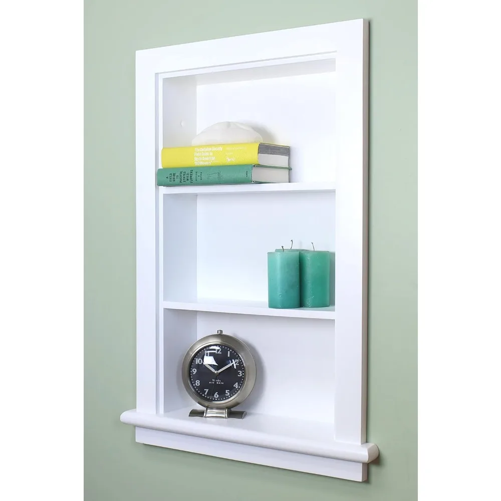 

Recessed Wall Niche Medicine Cabinet 14x24 Real Wood Bathroom Storage Shelf White
