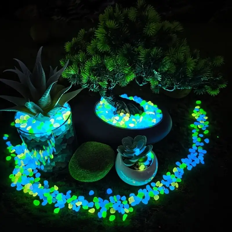 100/500PCS-Super Bright Glowing Stones Luminous Pebbles Colorful Artificial Cobblestones for Fish Tank Garden Walkway