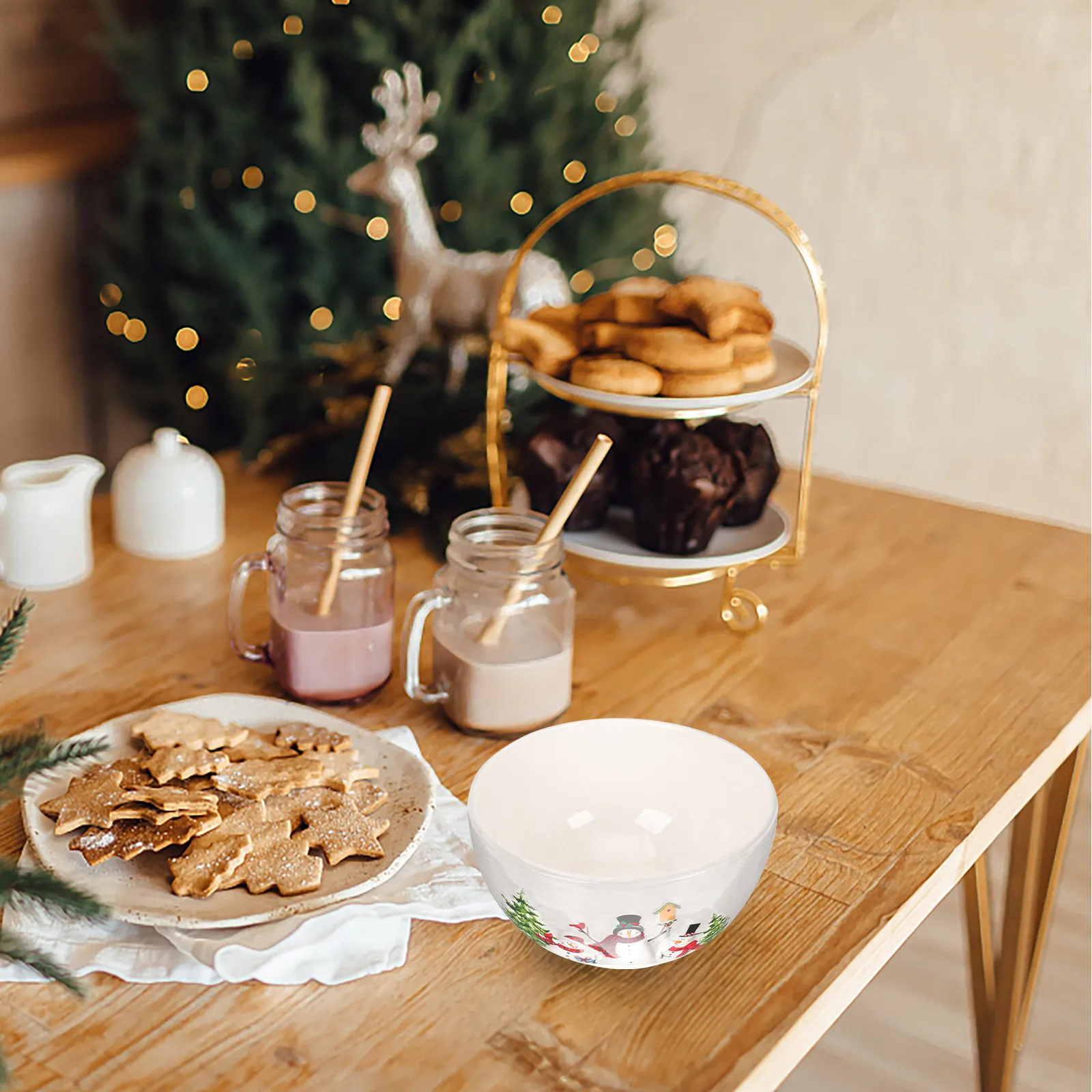

rice bowl household soup bowl christmas style food bowl multi-function serving bowl home accessory convenient rice bowl