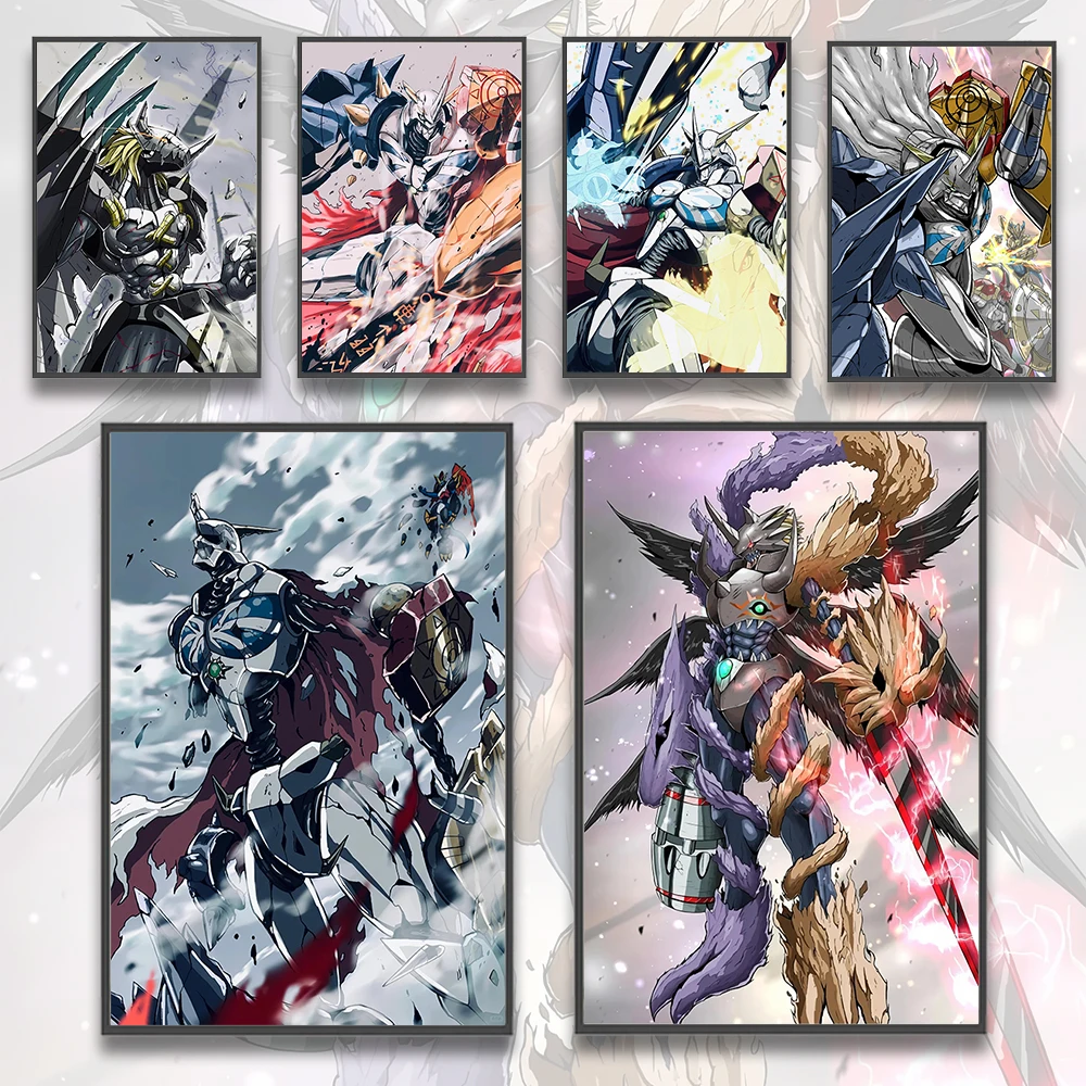 Digital Monster Anime Self-adhesive Poster Stickers Wallpaper Agumon Figures Photos Home Decoration Painting Wall Decor Kid Gift