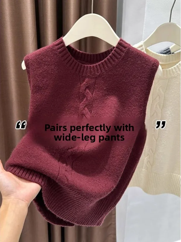 

Красный круглый вязаный жилет Ne Svel, женский осенне-зимний многослойный ажурный свитер, топ, модная внутренняя одежда, комплект для поездок на работу