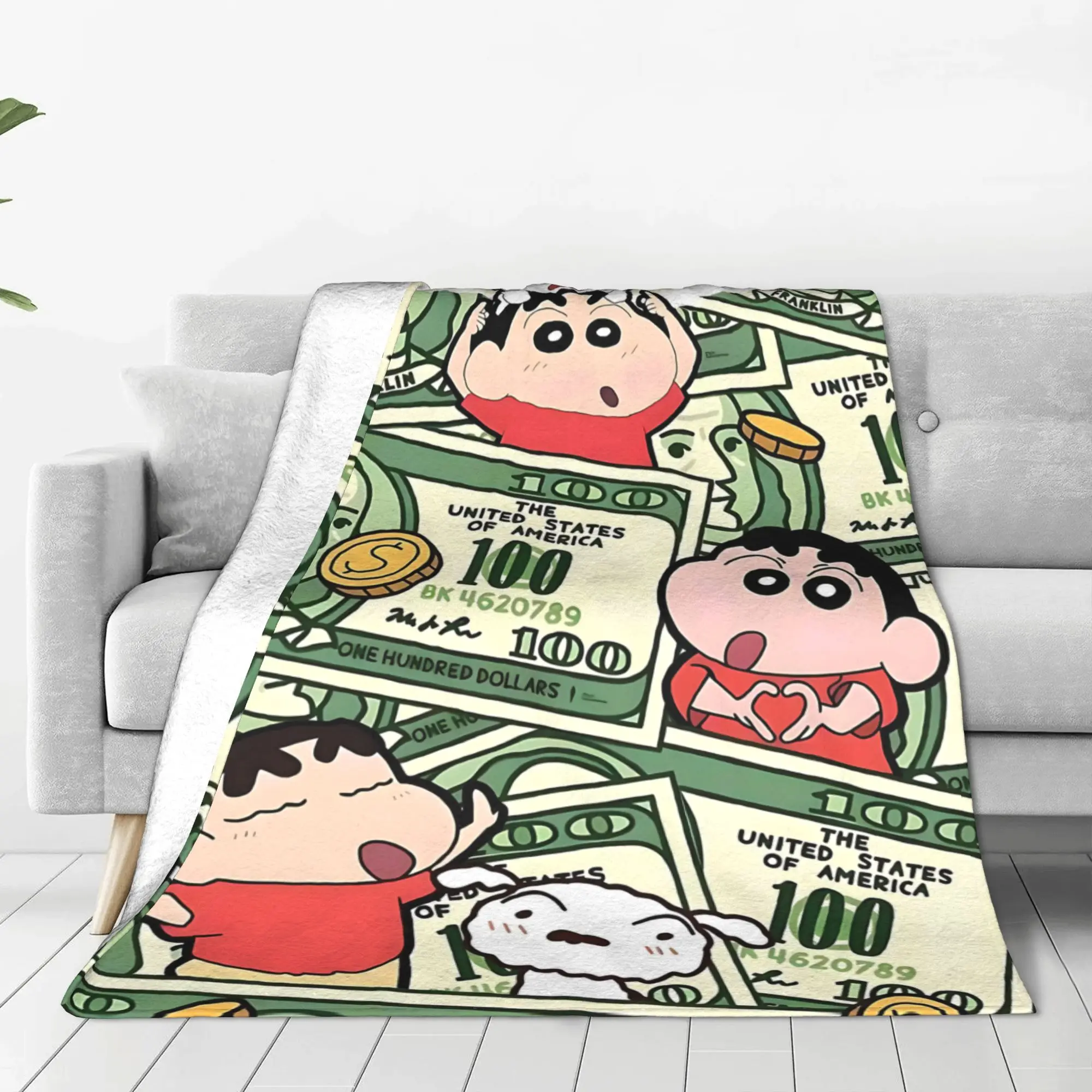 1PC home Cutecore Crayon S Shin chan  Blanket Super Cosy Plush Home Living Room Sofa halloween