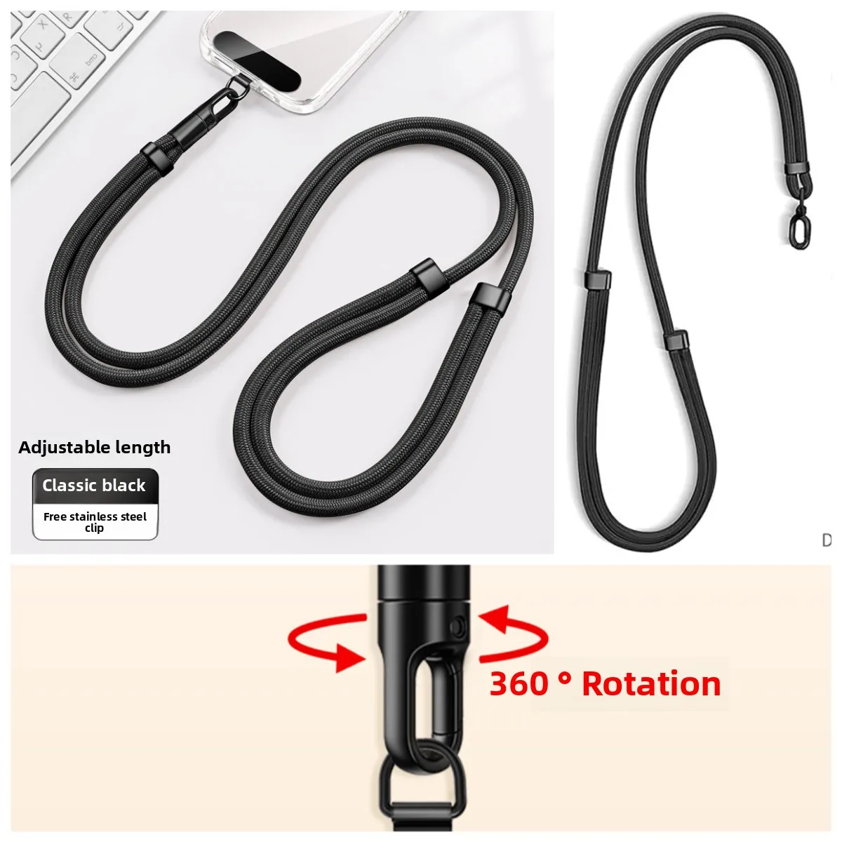 

Lanyard - Adjustable Phone Strap Clip Holder for All Phone Case 7mm Thick (Neck & Shoulder & Crossbody / Wrist) Cars Accessories