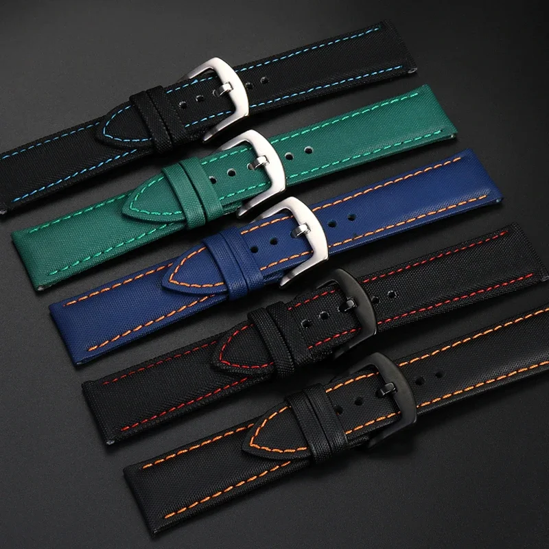 20mm 22mm Fiber Nylon Leather Watchband For TAG Heuer F1 Racing Car Diving Strap Rossini 519955 Mido Canvas Watch Band Bracelet