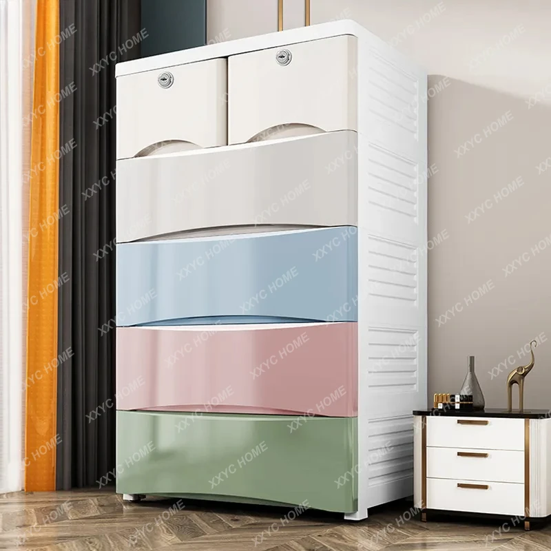 Thickened Large Modern Storage Cabinet Plastic Finishing Cabinet Chest of Drawers Clothes Storage Box Organizer