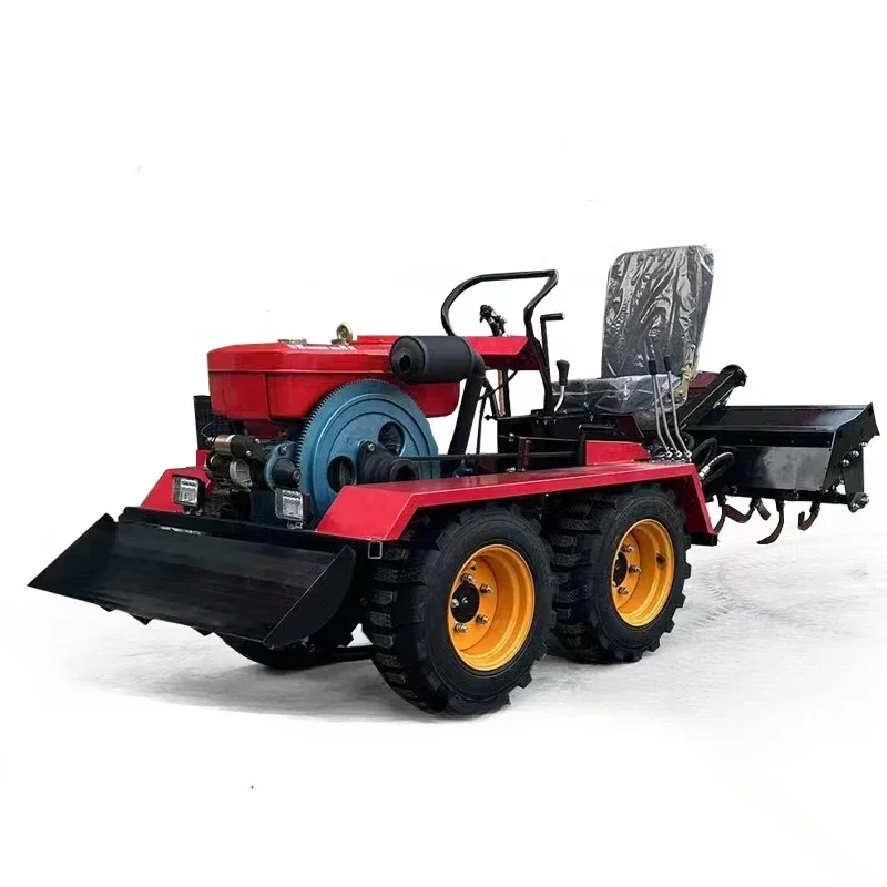 

New 4 wheel drive mini-tiller small diesel plow agricultural trencher cultivator household rotary