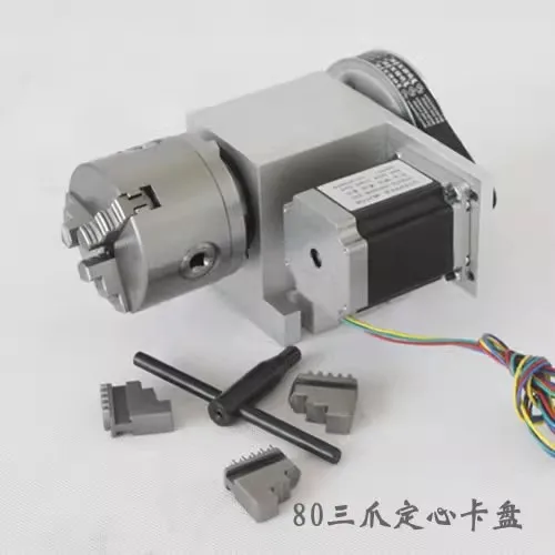 CNC Fouth 4th Axis K11-80mm K12-80mm 3 4 Jaw Chuck Index Dividing Head With MT2 Tailstock Lathe Part