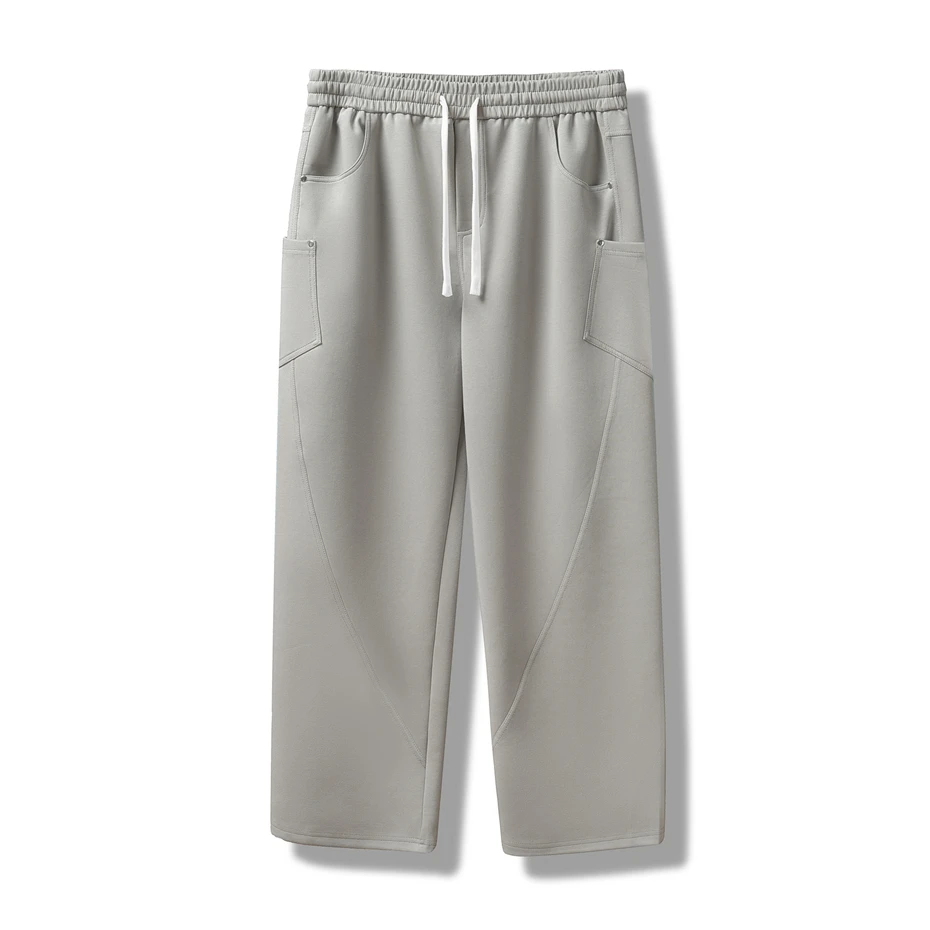 Solid Color Straight Pants Men 7XL Plus Size Pants Male Baggy Pants Elastic Waist Trousers Black