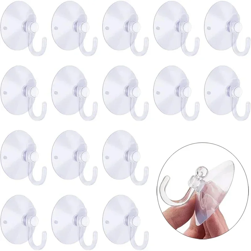 10/5Pcs Suction Cup Hooks Strong Suction Cup Holder with Plastic Hooks For Glass Window Wall Hook Hanger Home Kitchen 2030
