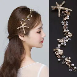 Elegant Starfish Star Hairpins The Bridal Hair Accessories Handmade Headband Bride Handmade Tiaras Soft Pearl Hair Jewelry