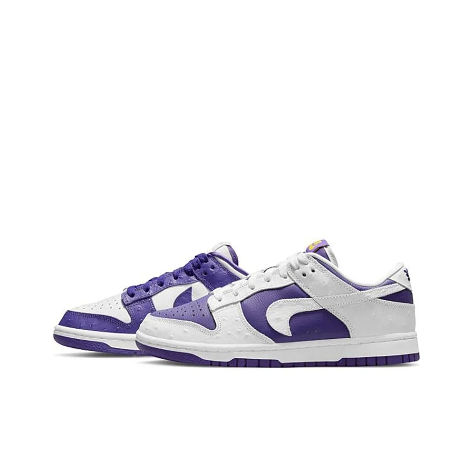 Nike Dunk 'Flip The Old School' Zapatos de skate de cuero de vaca de caña baja para mujer Blanco Púrpura Mandarin Duck DJ4636-100