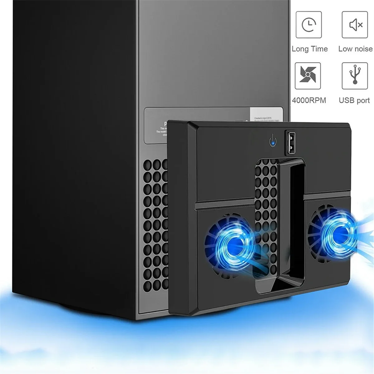 2025+ Vertical Stand with Dual Noiseless Cooling Fans USB Cooler Host Side Radiator with Light for Game Console