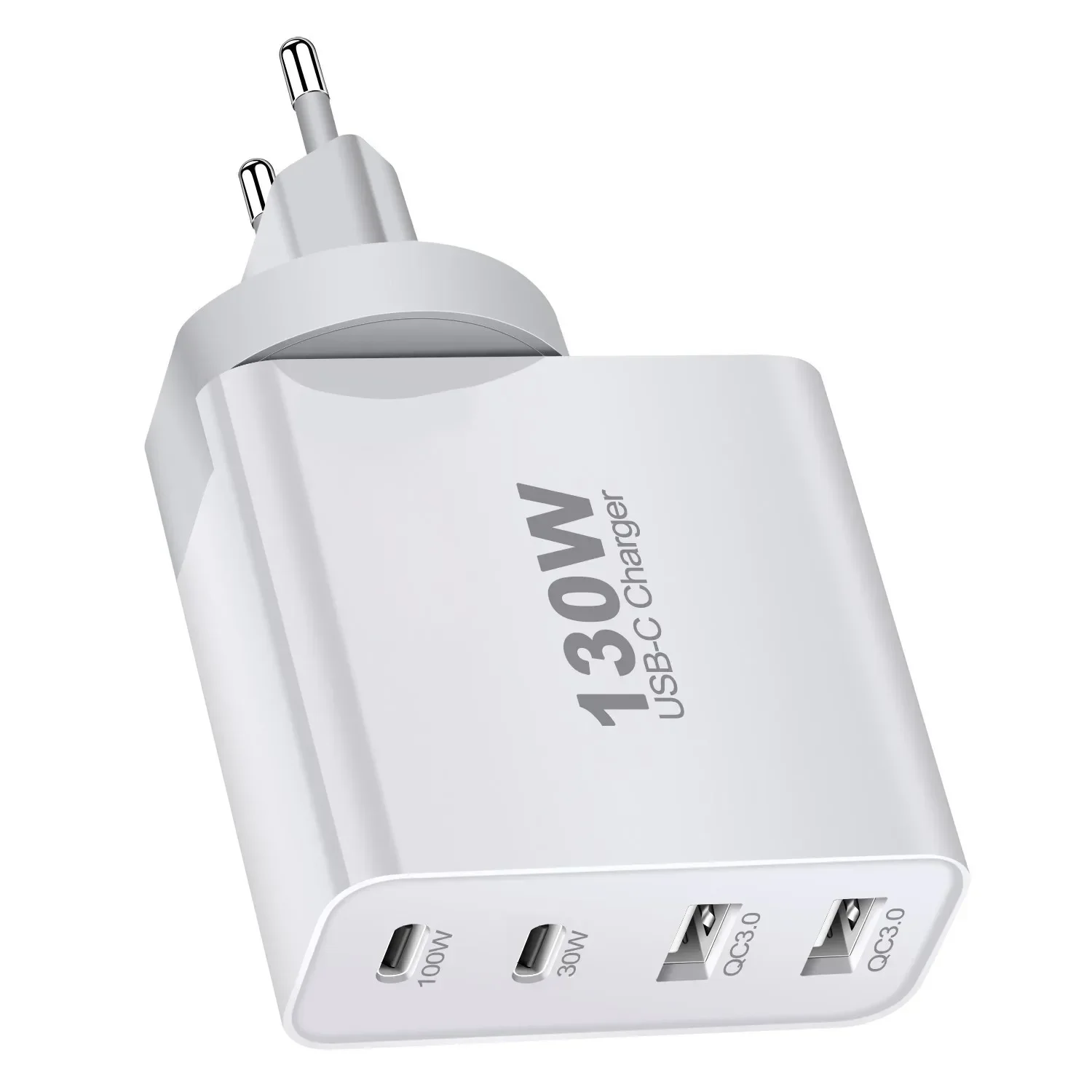130W GaN USB Charger Type C PD 4Ports Quick Charge 4.0 3.0 USBC Fast Charging Charger For iPhone 15 14 13 12 MacBook Pro Laptop