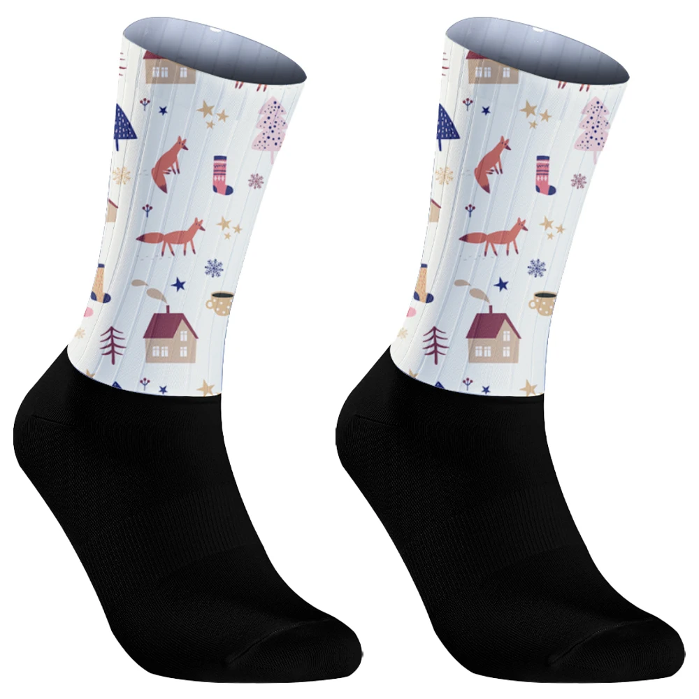 Chaussettes de compression de vélo high-tech, chaussettes de vélo coordonnantes, chaussettes de sport de course en plein air, chaussettes de cyclisme sans couture, moulage intégral