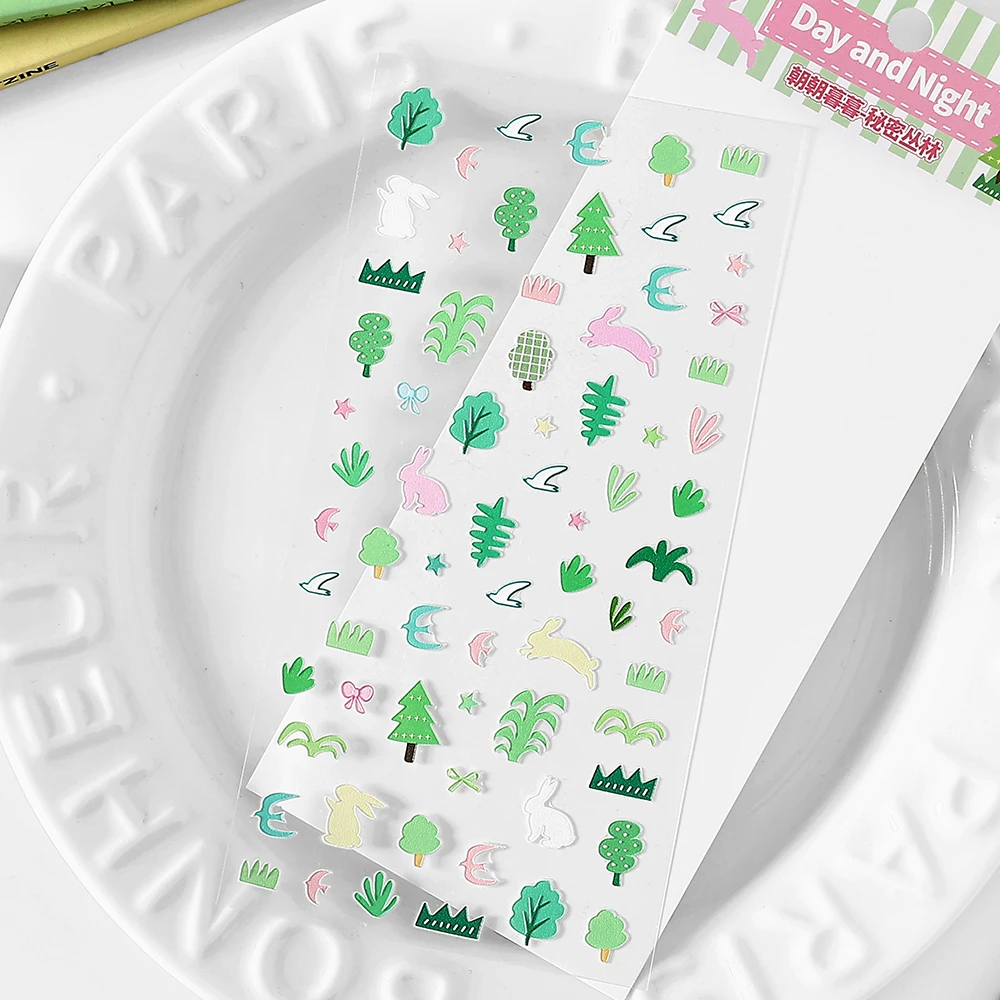 1 ورقة Kawaii Ins نمط صغير الراتنج ملصقات الحيوانات الأليفة DIY بها بنفسك ألبوم Diary سجل القصاصات ملصقات القرطاسية الجمالية #4