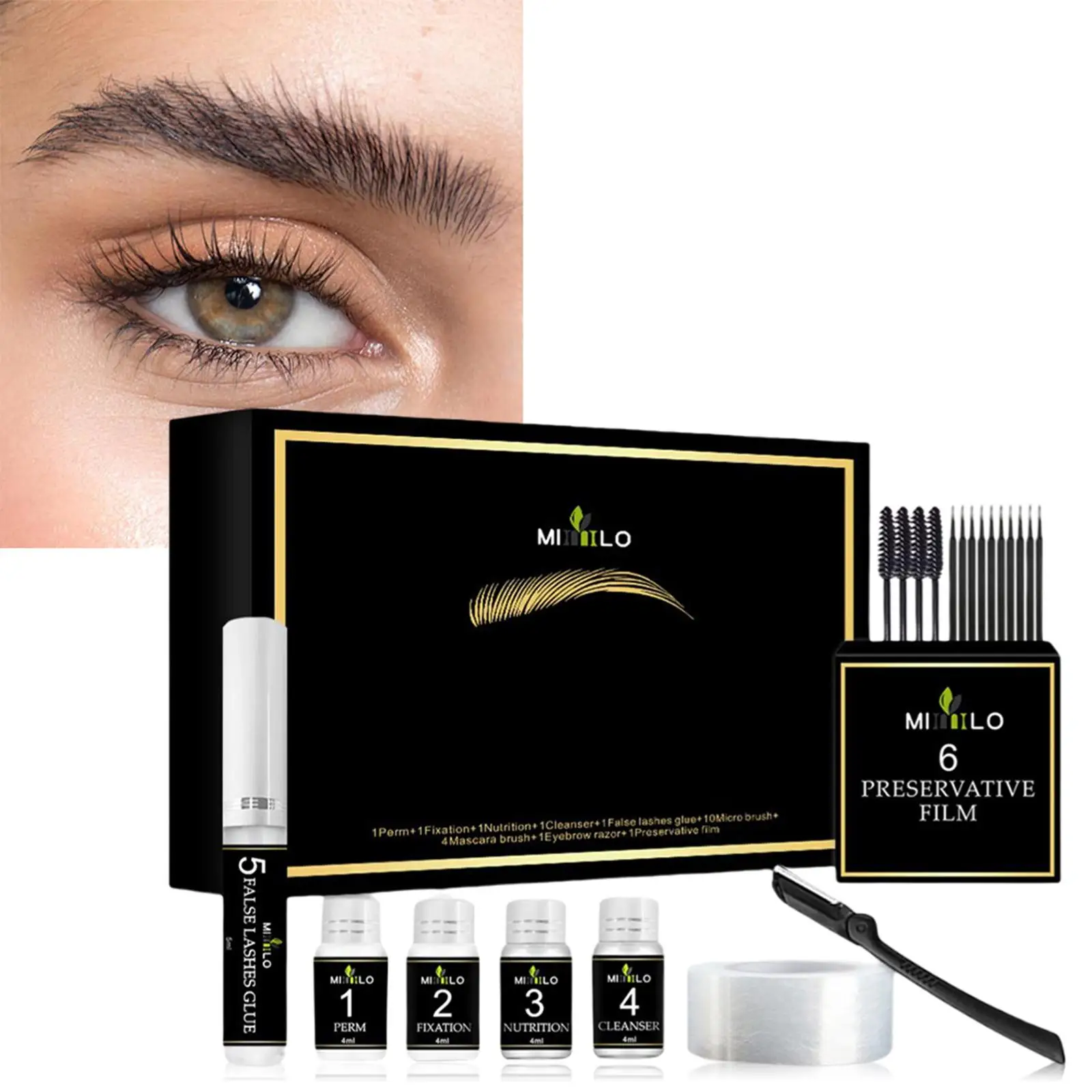 Kit de levage de sourcils 2 en 1, recourbé, stratification des sourcils plus complète, cils instantanés