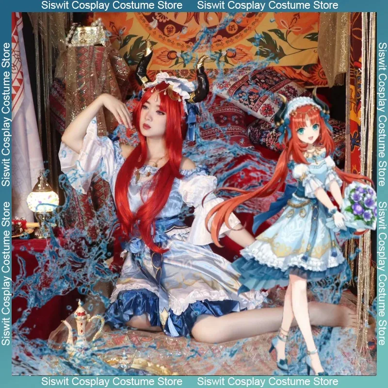 

Game Genshin Impact Nilou GIGO Japanese Server Cosplay Costume Wig Fullset Anime Performance Halloween Carnival Party Roleplay