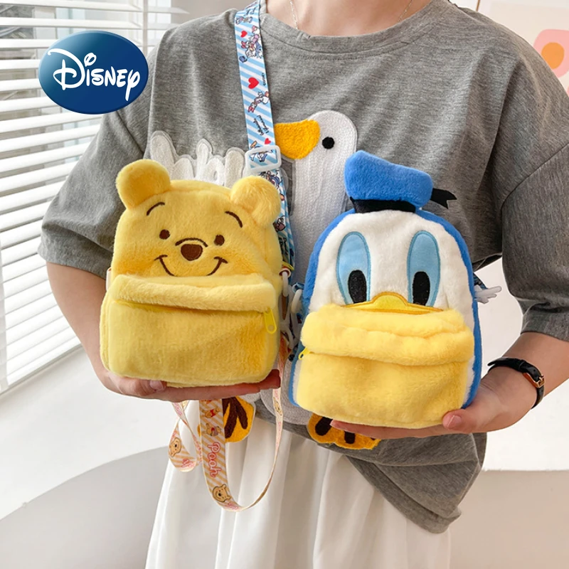 Disney Winnie De Poeh 2025 Nieuwe Pluche Rugzak Meisje Pluche Een Schouder Messenger Bag Cartoon Mode Kinderen Mini Rugzak