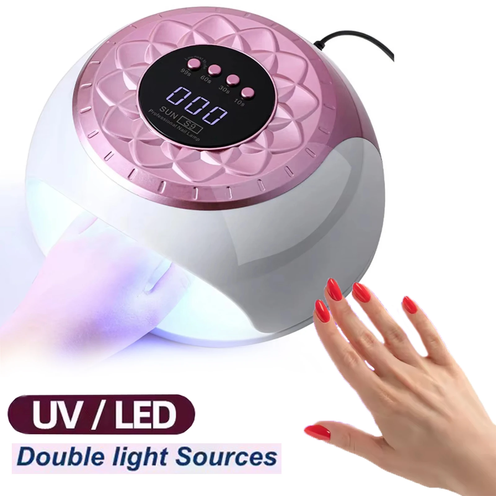 

S9 268W UV LED Nail Drying Lamp Professional UV Nail Art Dryer Light for Gel Nails 57 Beads Fast Curing UV Gel Polish Lamp