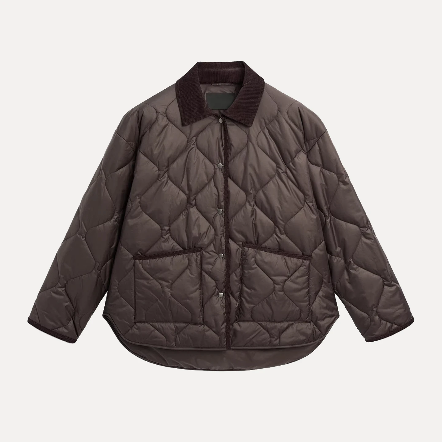 Jaqueta de Aodão com Gola de Corduroy para Mulheres, Estilo Commute, Manga Longa, Fechamento com Um Botão, Cor Pura, Nova C...