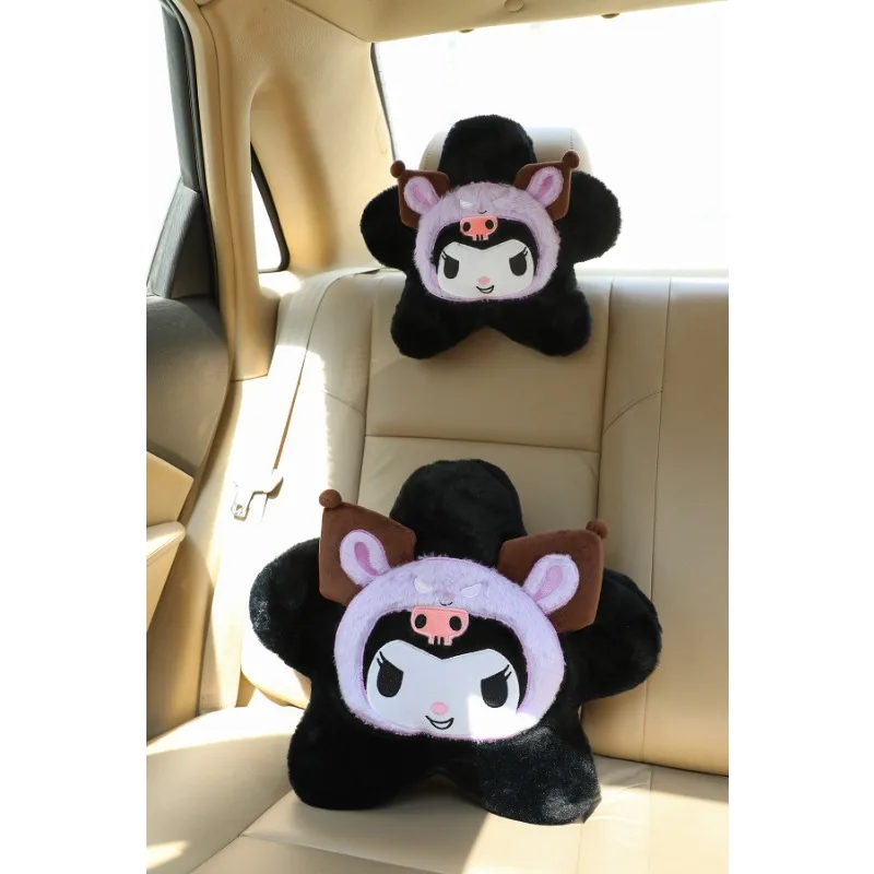 

Sanrio Cartoon Anime My Melody Kuromi Plush Pillow Cute Cinnamoroll Pentagram Shape Car Headrest Room Decor Gifts for Girl