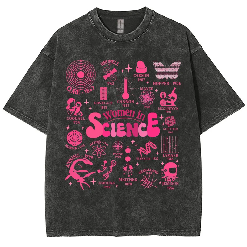 Women In Science Tshirt Fashion Vintage Casual Cotton Tops Science Summer Chemistry Physics Scientist Tops Unisex Humor Tees