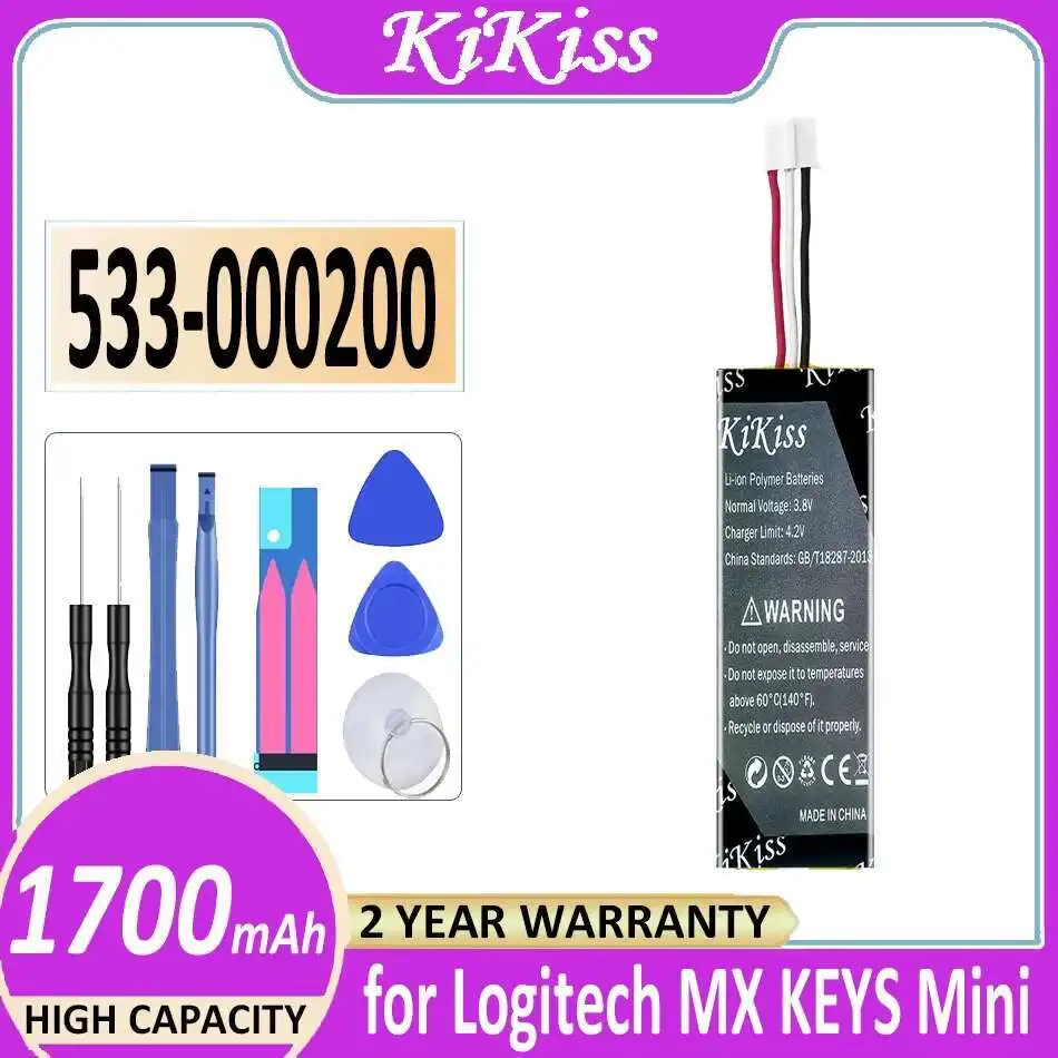 

Аккумулятор KiKiss 533-000200 533000200 1700 мАч для Logitech MX KEYS Mini YR0084 920-010514 Аккумулятор для клавиатуры