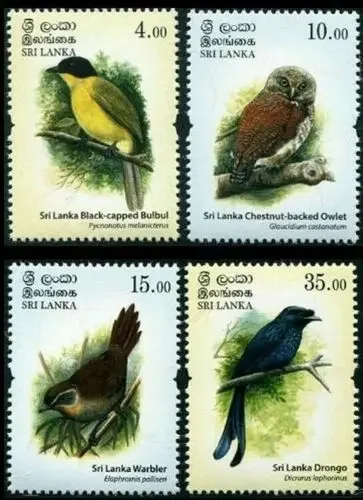 4Pcs/Set New Sri Lanka Post Stamp 2017 Rare Birds Postage Stamps MNH