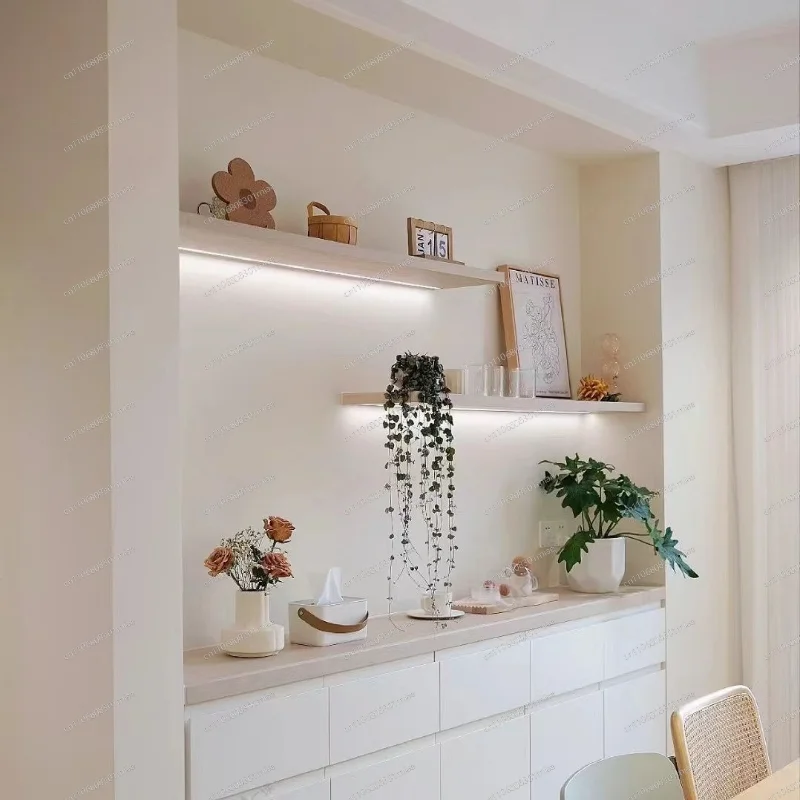 Shelf with lamp wall luminous one-word board wall hanging bookshelf laminate display rack light baffle storage rack