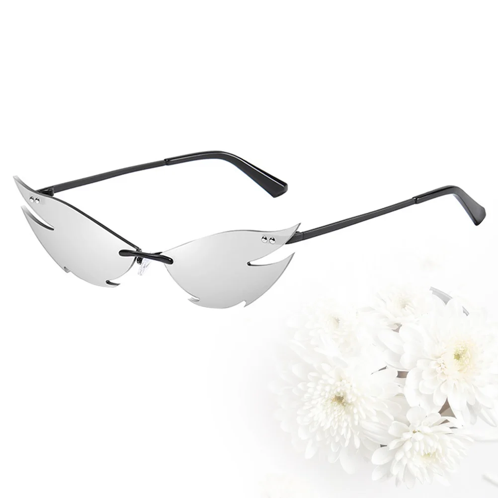 

1Pcs Cat Eye Sunglasses Rimless Creative Shaped Eyeglasses Party Glasses Photo Prop Decorative Lightweight Comfortable Black