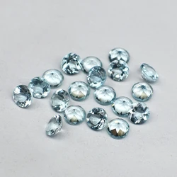Factory Wholesale 100% Real Natural Circular Aquamarine Gemstone Loose Gems Diy Material for Jewelry