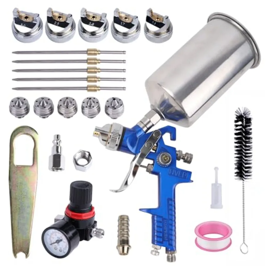 

Комплект пистолета-распылителя HVLP для автомобильного использования с гравитационной подачей и 5 сменными насадками 1,4 мм, 1,7 мм, 2,0 мм, 2,5 мм, 3,0 м