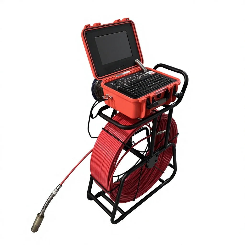 10.1inch Lcd Screen 1080p 360°rotation Dual Lens Pipe/drain Video Inspection With Meter Counter Waterproof 200m Endoscope