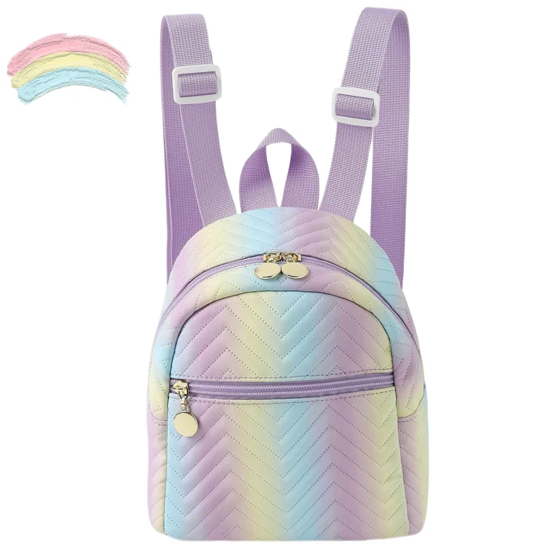 Gradient Color Backpack Candy Color College Backpack Simple Campus Zipper Backpack Outdoor Large Capacity Backpack