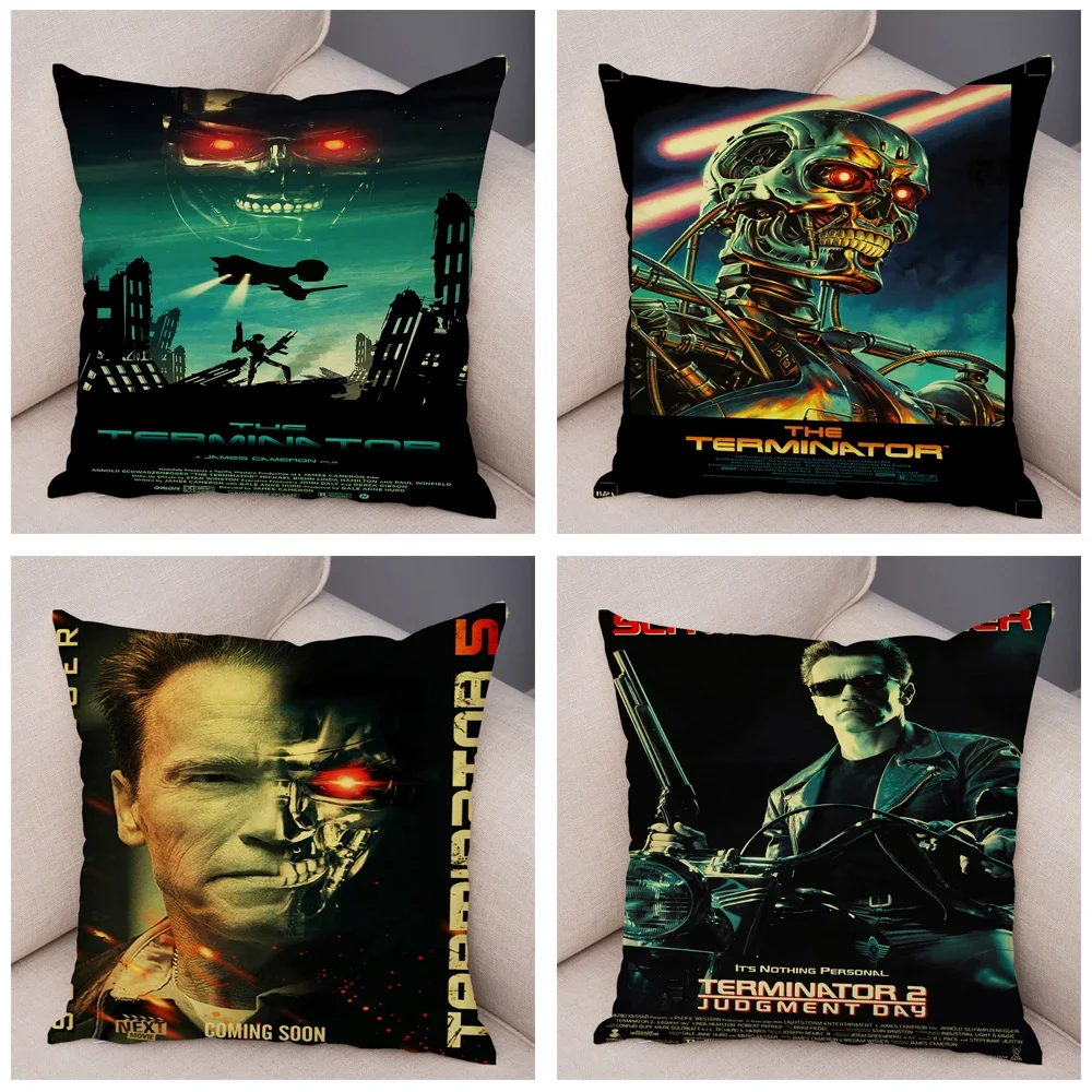 The Terminator T-800 Cushion Cover Decor Classic Movie Robot Warrior Pillowcase Soft Plush Pillow Case for Sofa Home Car 45x45cm