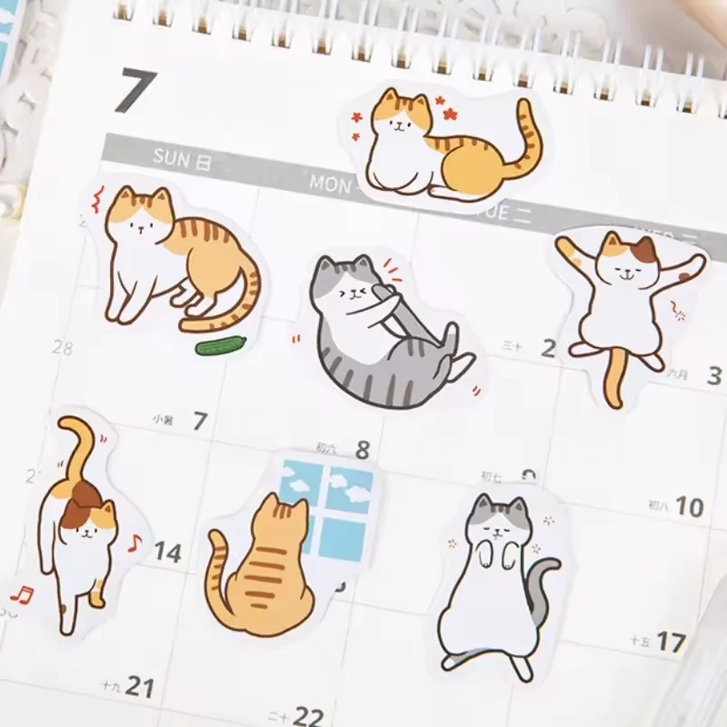  45Pcs Cartoon Cat Stickers Exquisite Animal Account Materials Phone Cases Laptop Luggage Waterproof Stickers