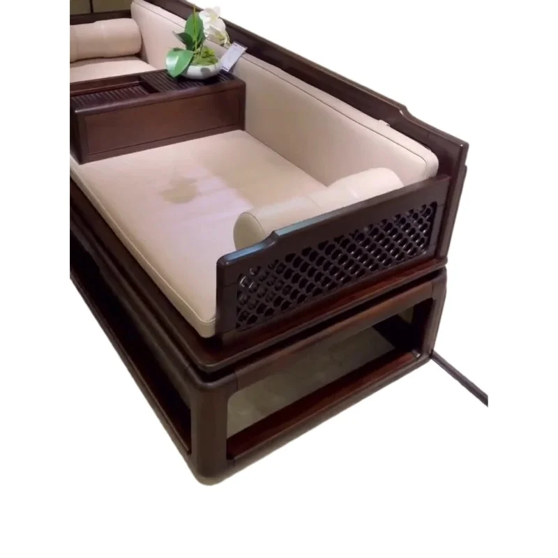 

New Chinese Arhat bed all solid wood modern Chinese sofa double seat tea room club living room zen size apartment