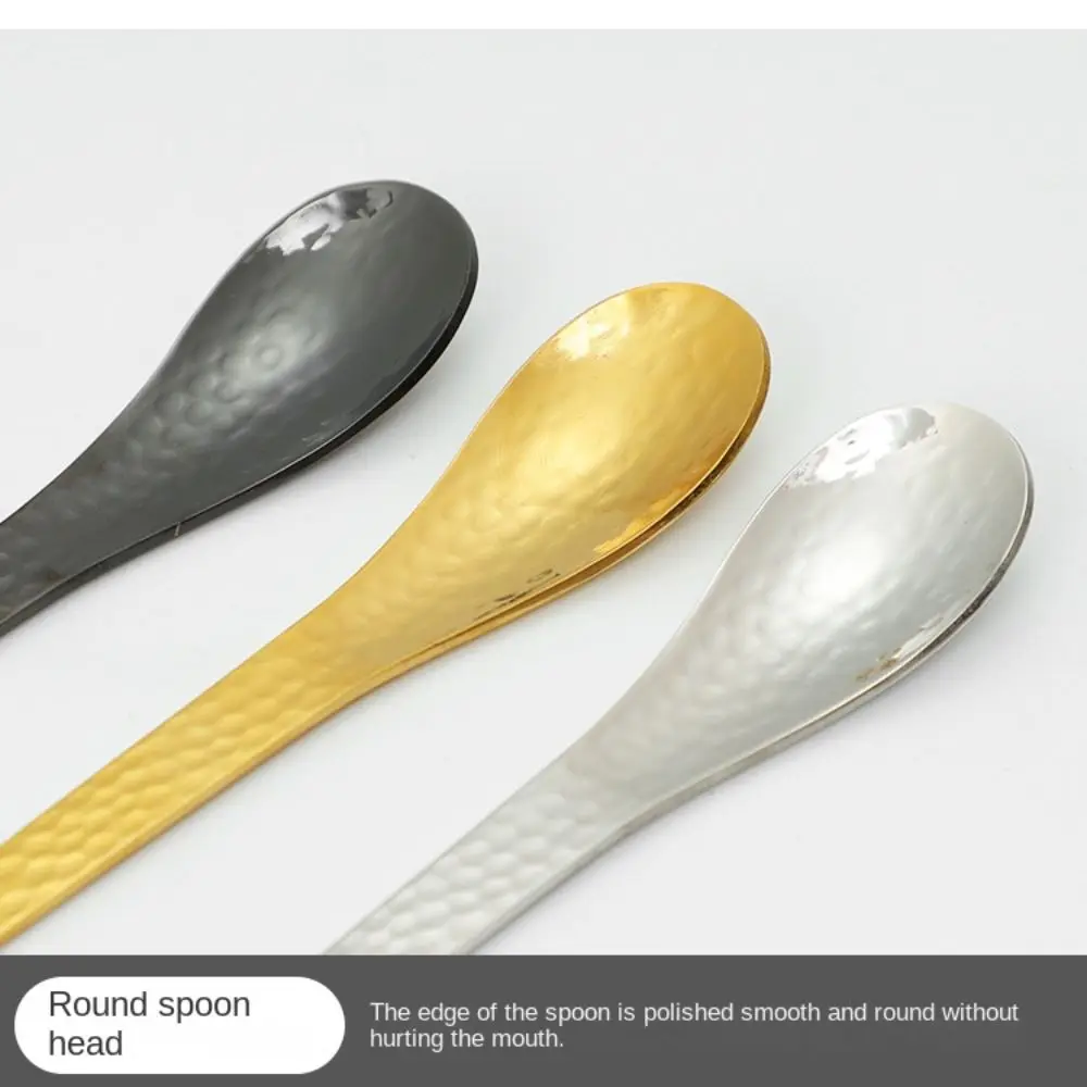 Creative 304 Stainless Steel Teaspoon Japanese Style Hammer Pattern Design Stirring Spoon Tableware Dessert Spoon