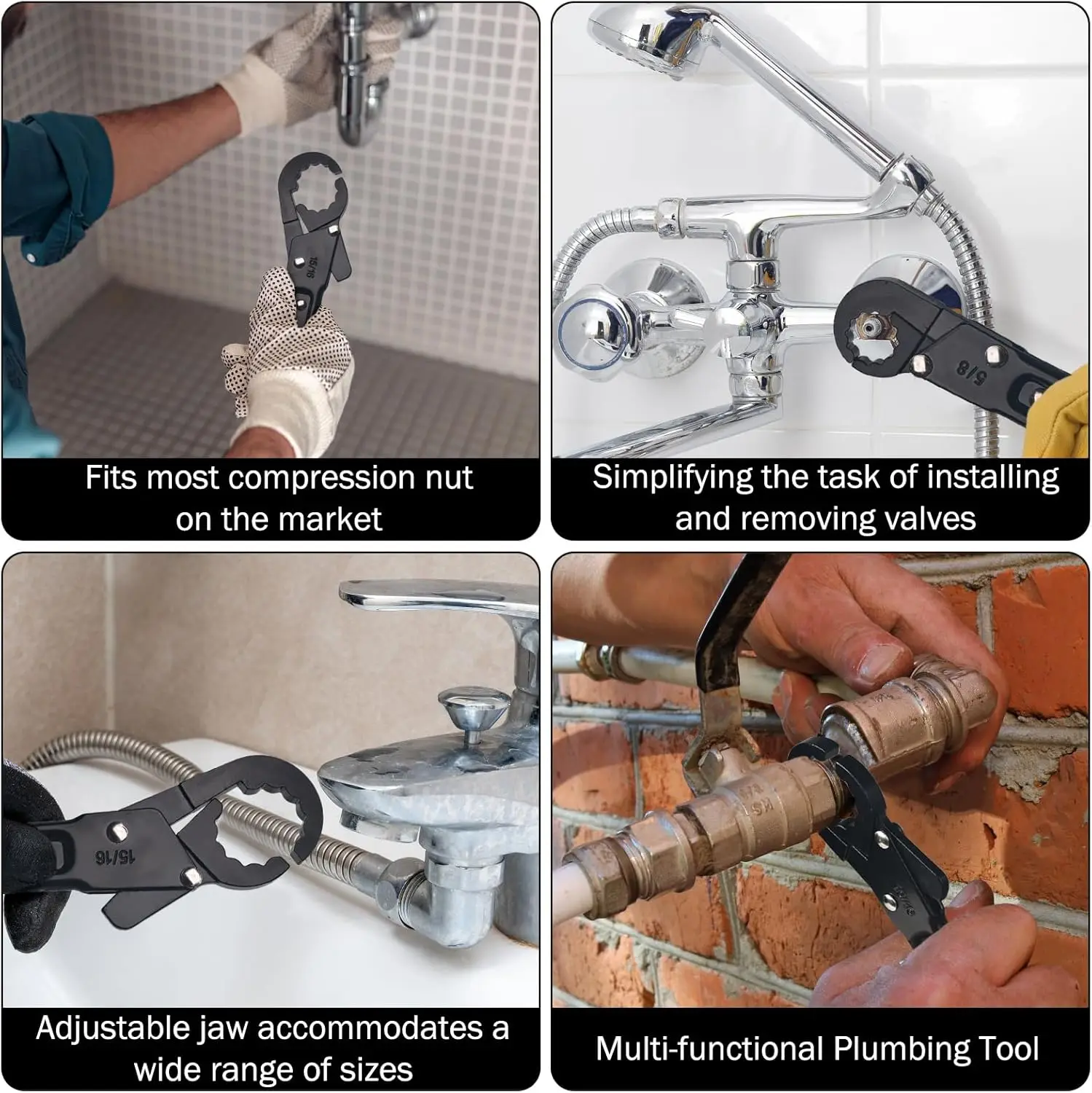 مجموعة مفاتيح ربط الزاوية، أدوات السباكة، مفتاح سباك زاوية لوقف زاوية سريع وخالي من المتاعب وتوريد تركيبات صامولة