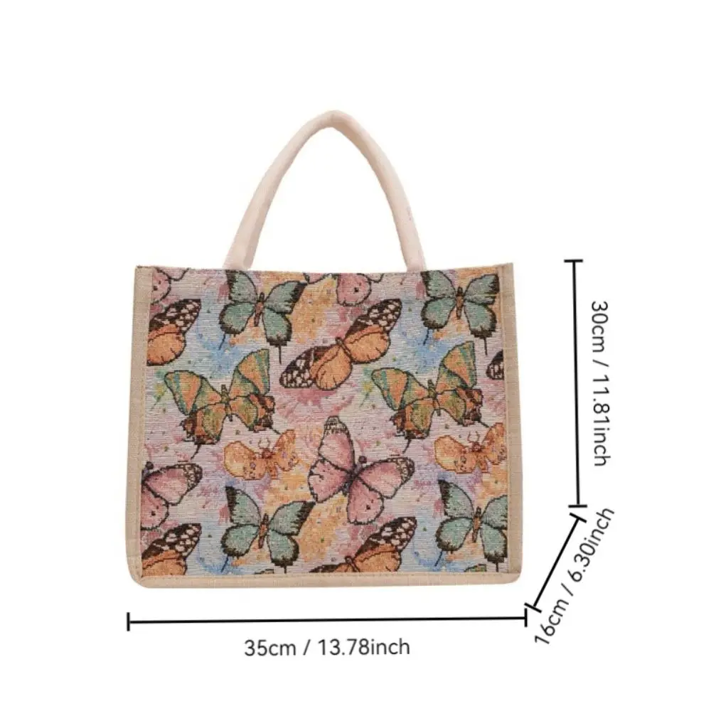 Bolso de mano con estampado de conejo y mariposa para mujer, bolsa de playa de gran capacidad, bolso de compras ligero