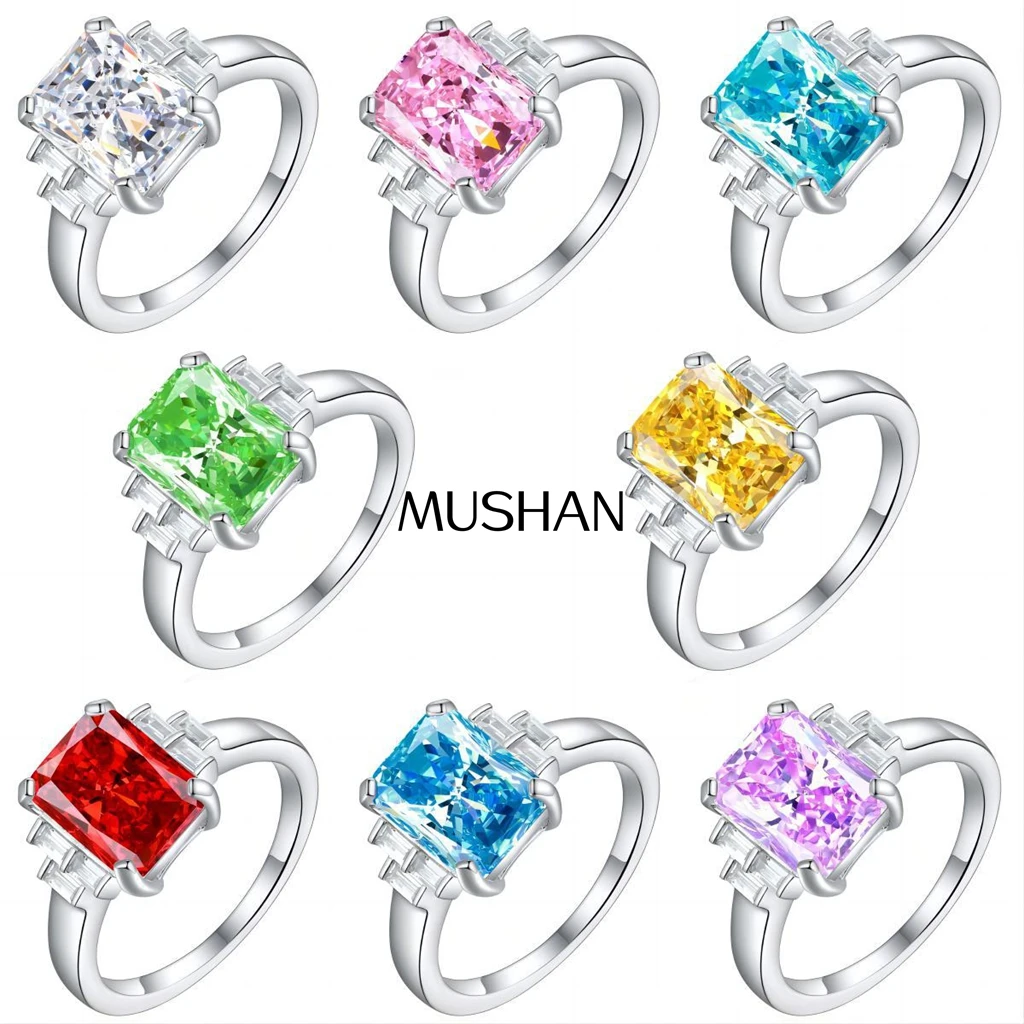 

MuShan Jewelry 925 Sterling Silver Ring Wedding Band High Carbon Diamond Christmas Gift Romantic Style Women Rings Fine Jewelry