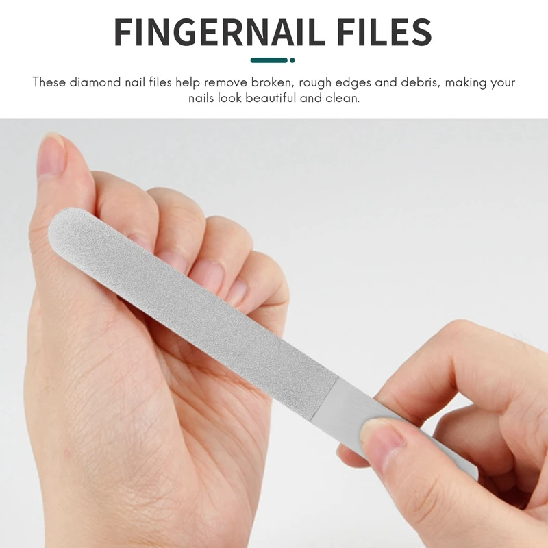 6 Pieces Stainless Steel Nail File Double-Sided Diamond Nail File Metal Nail File Manicure File For Family And Travel