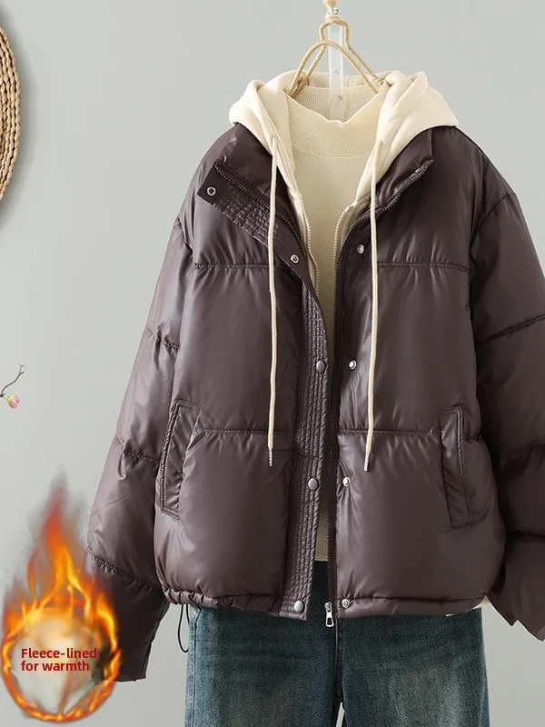 

i Color Hooded down Cotton Jaet Women's plus Size Loose Warm ort Bread Sle Coat Korean Version Long Sve Zipper